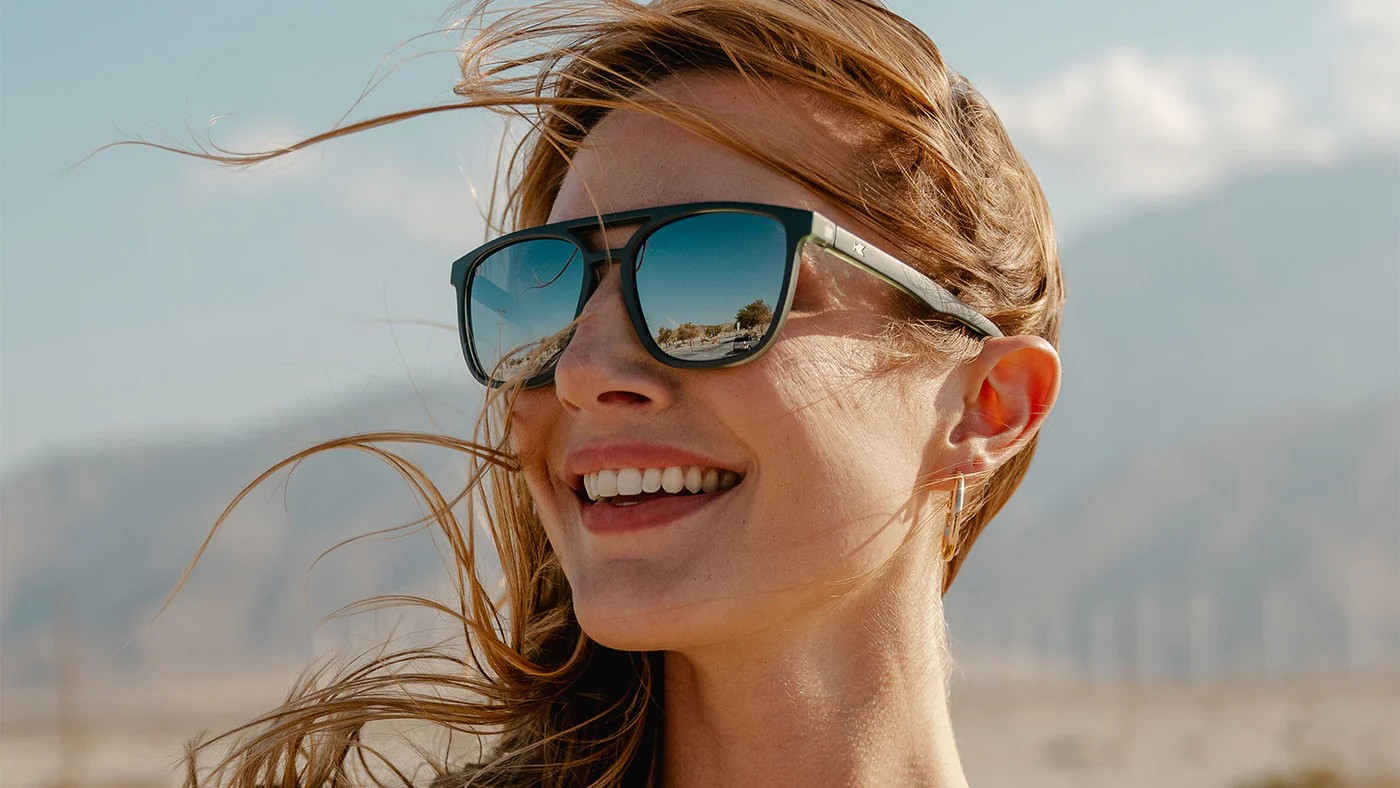 Sunglasses with Grey And Green Frames and Polarized Silver Smoke Lenses, Flyover