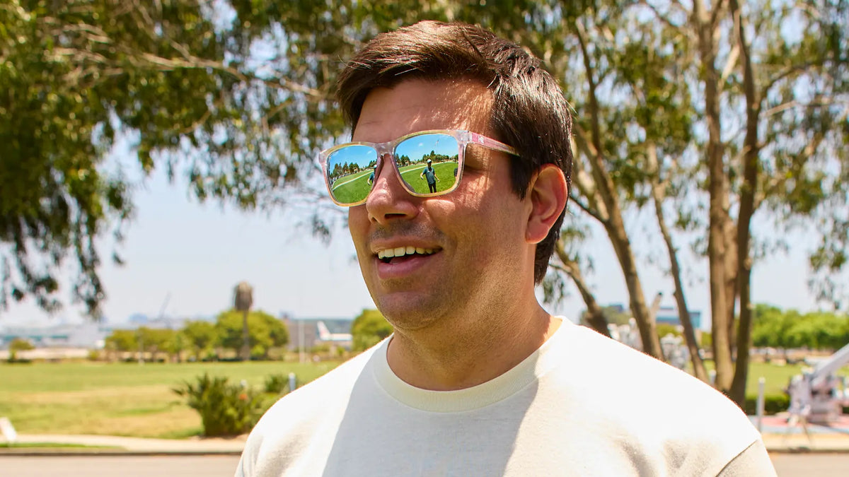 Men wearing Rainbow Sno-Cone Fast Lanes Sunglasses
