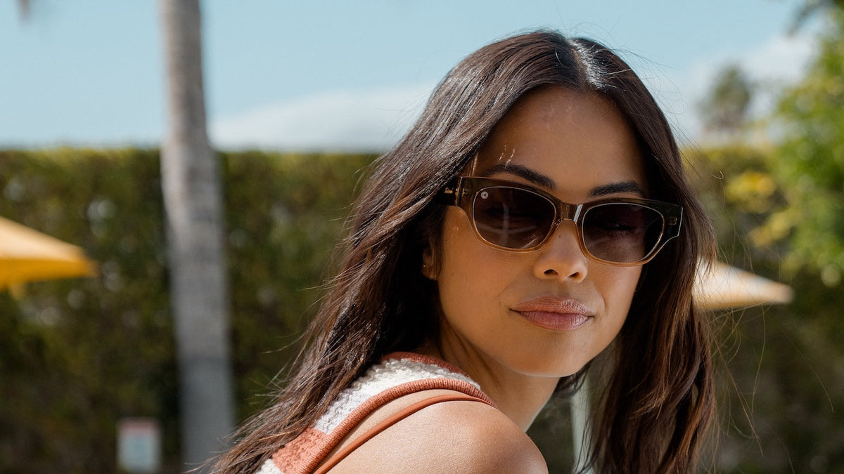 Female wearing Cortado Junipers Sunglasses