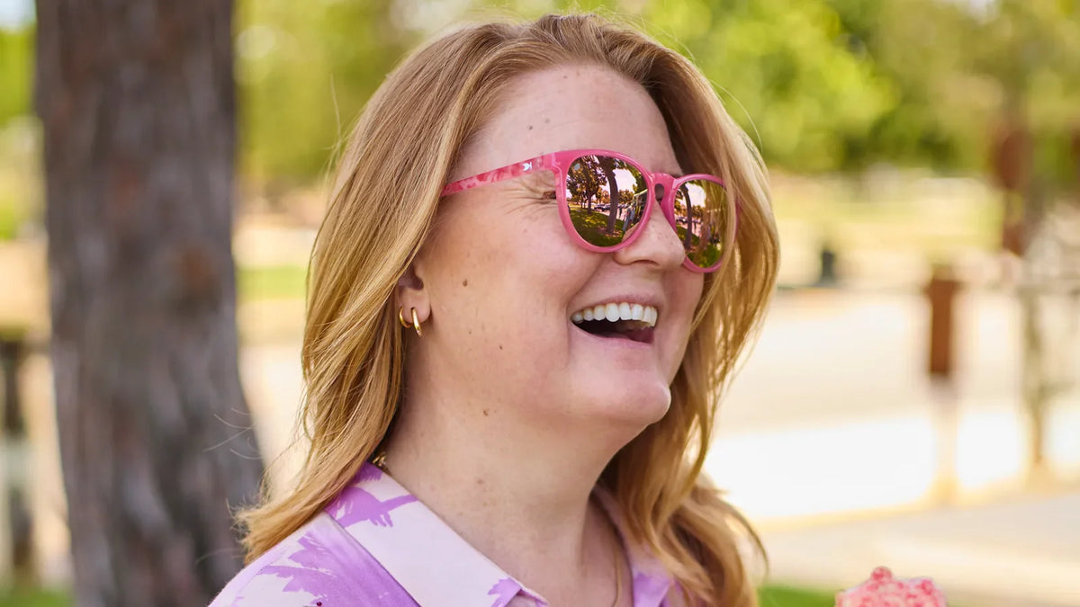 Women wearing Strawberry Cake Pop Mai Tais Sunglasses