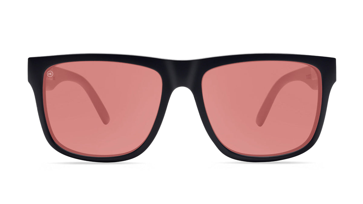 Sunglasses with Black Frames and Pink Color Enhancing Lenses, Front