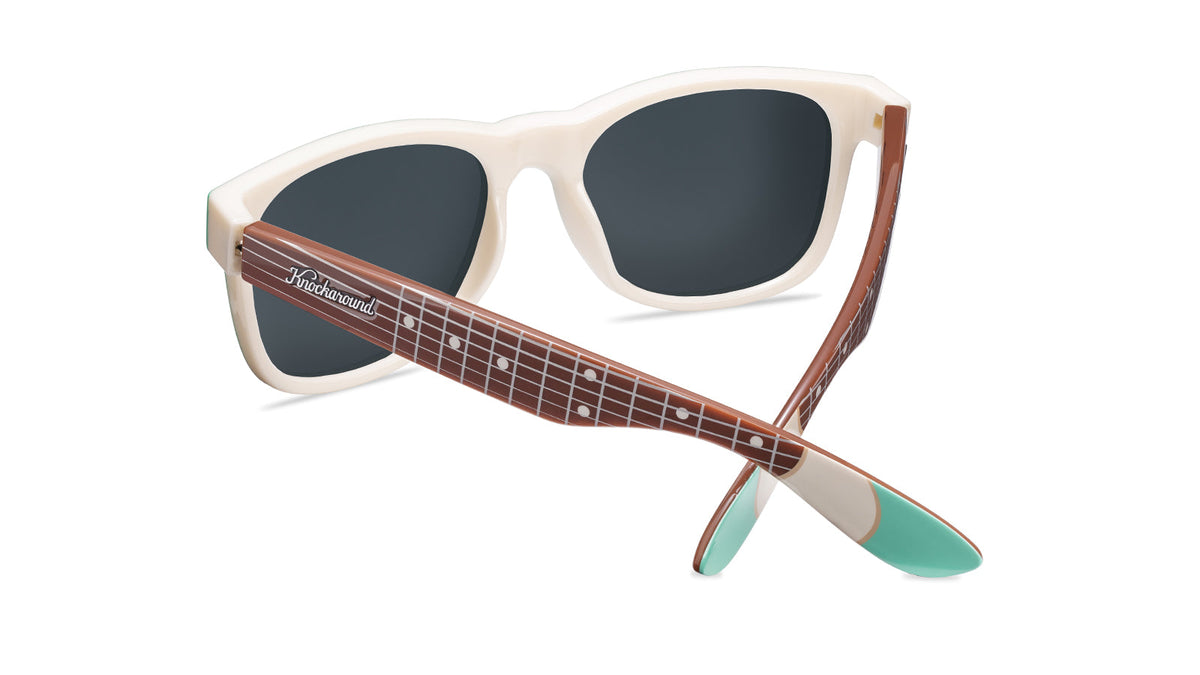 Knockaround and Fender® Surf Green Stratocaster™ Fort Knocks Sunglasses with polarized grey lenses, back