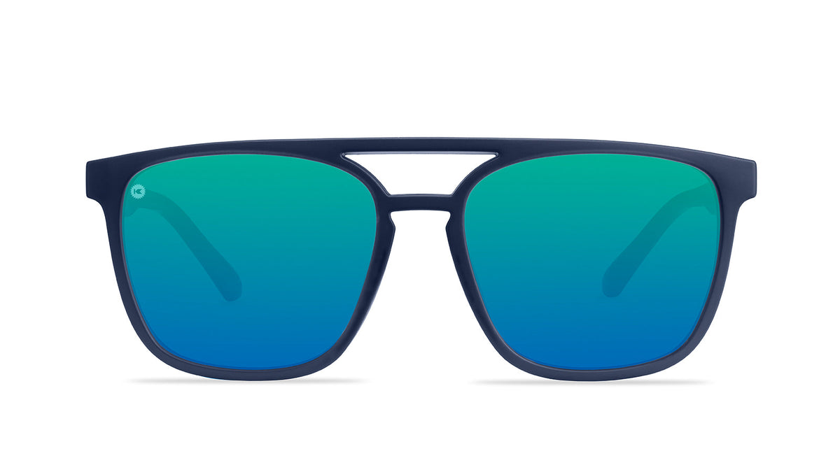 Blue Sunglasses with Polarized Green Lenses