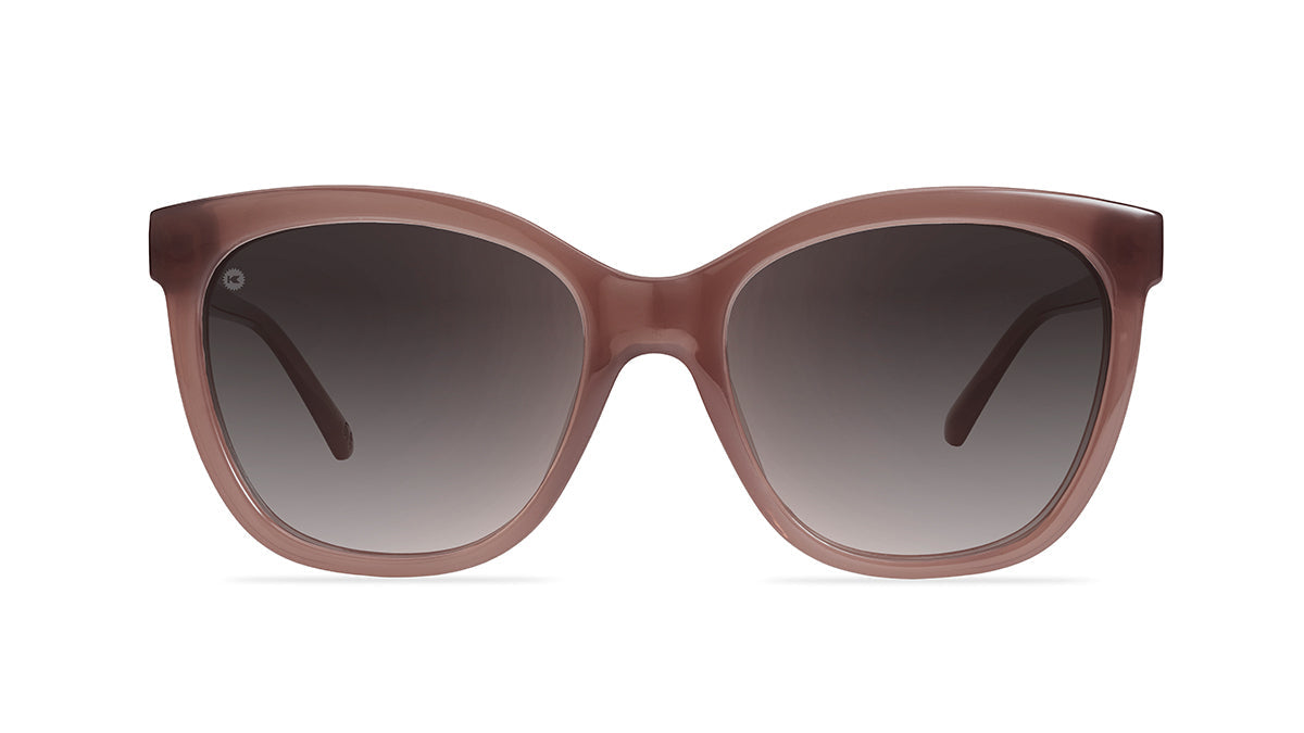 Sunglasses with Rose Latte Frames and Polarized Amber Gradient Lenses, Front