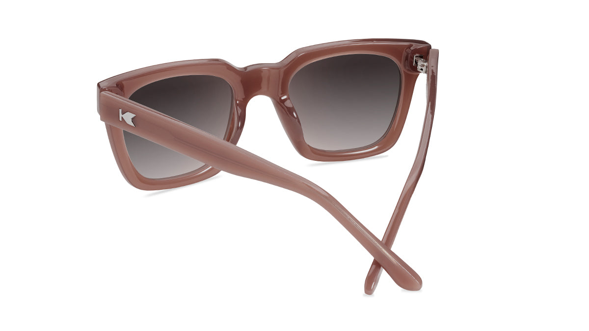 Sunglasses with Rose Latte Frames and Polarized Amber Gradient Lenses, Back