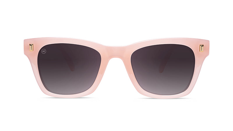 Sunglasses with Glossy Pink Frames and Polarized Smoke Gradient Lenses, Flyover