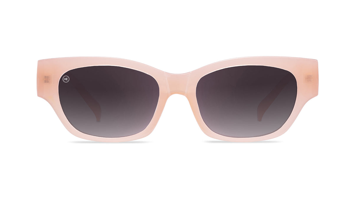 Sunglasses with a glossy vintage rose frame and polarized smoke gradient lenses, Front
