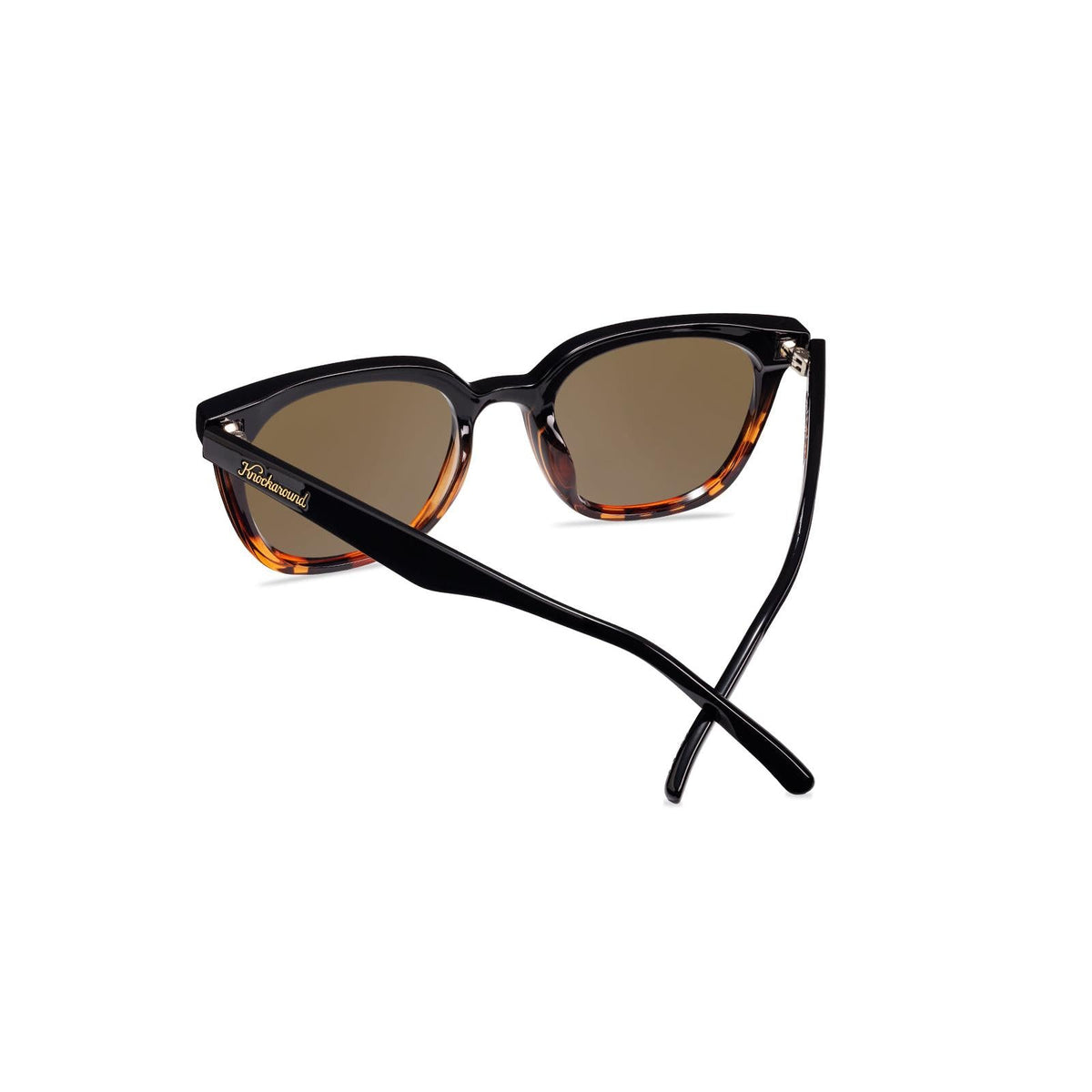Sunglasses with a amber frame with polarized amber lenses, back