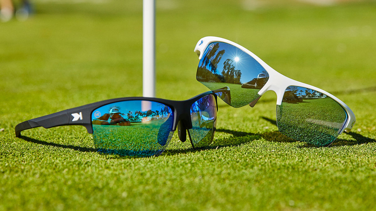 Sunglasses with White Frame and Blue Lenses