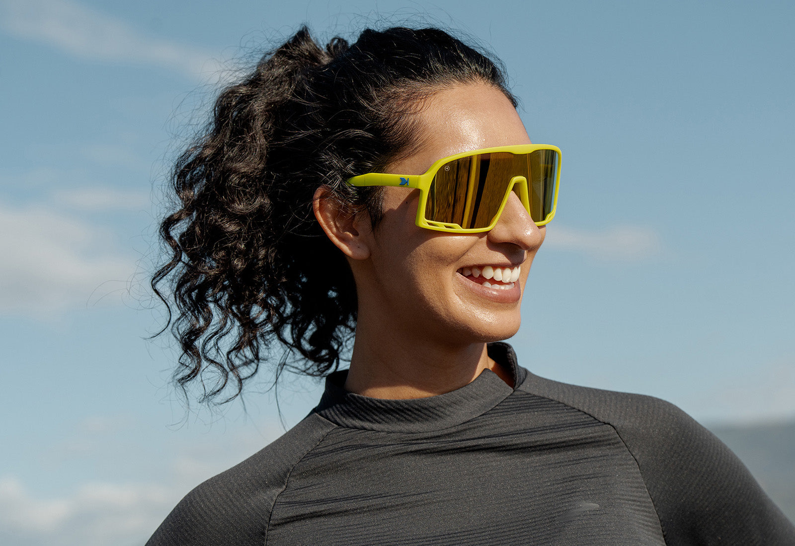 Sport Sunglasses with Neon Yellow Frames and Yellow Lenses, Flyover