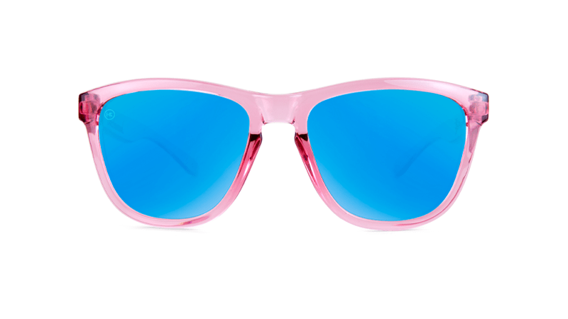 Knockaround Kids Sunglasses Pink Frames with Aqua Blue Lenses, Front