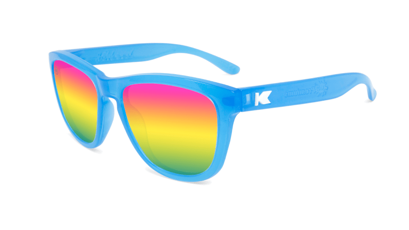 Kids Sunglasses with Glossy Blue Frame and Rainbow Lenses, Flyover
