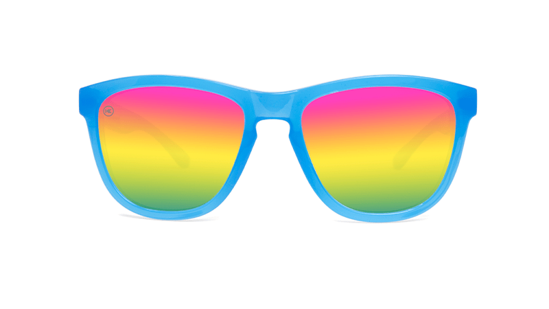 Kids Sunglasses with Glossy Blue Frame and Rainbow Lenses, Flyover