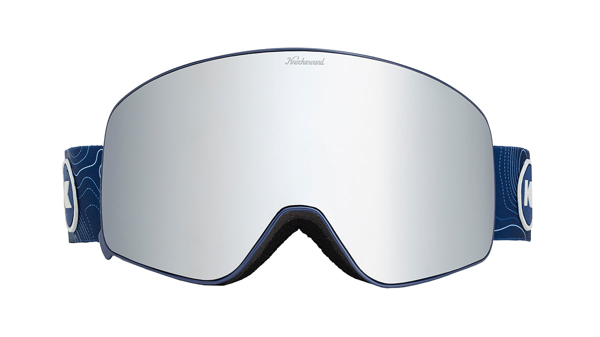 Knockaround Snow Goggles With Silver Lens and Blue Strap, Threequarter