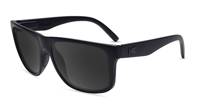 Sunglasses with Matte Black Frames and Polarized Black Smoke Lenses, Flyover