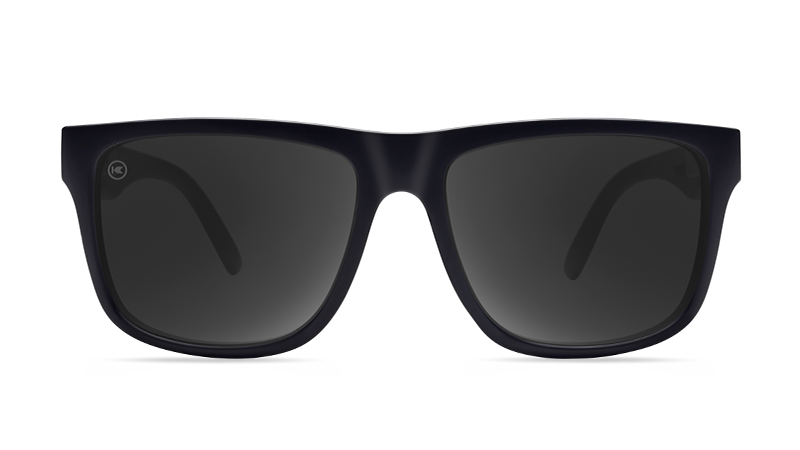 Sunglasses with Matte Black Frames and Polarized Black Smoke Lenses, Front