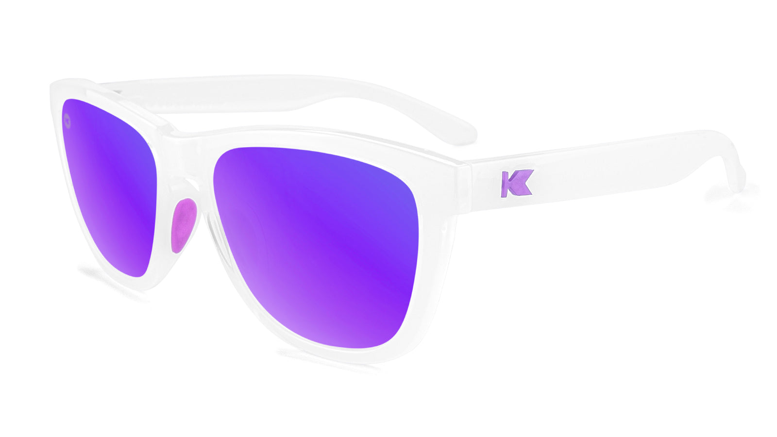 Sport Sunglasses with Clear Jelly Frame and Polarized Purple Lenses, Flyover