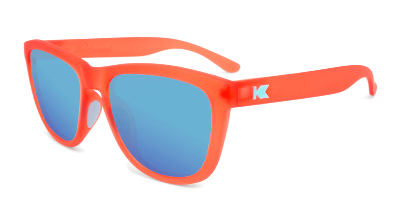 Sport Sunglasses with Fruit Punch Red Frames and Polarized Aqua Lenses, Flyover