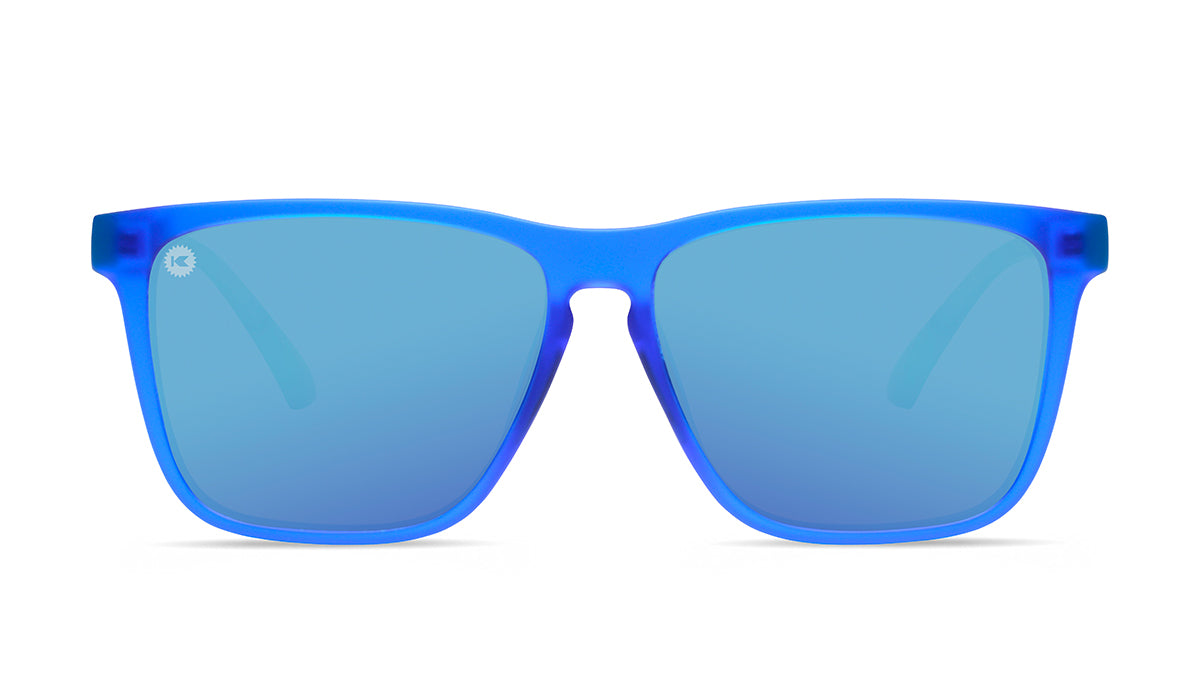 Sport Sunglasses with Blue Fronts and Mine Green Arms and Polarized Aqua Lenses, Flyover