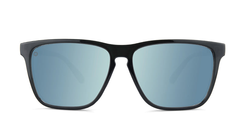 Sport Sunglasses with Jelly Black Frame and Polarized Sky Blue Lenses, Flyover