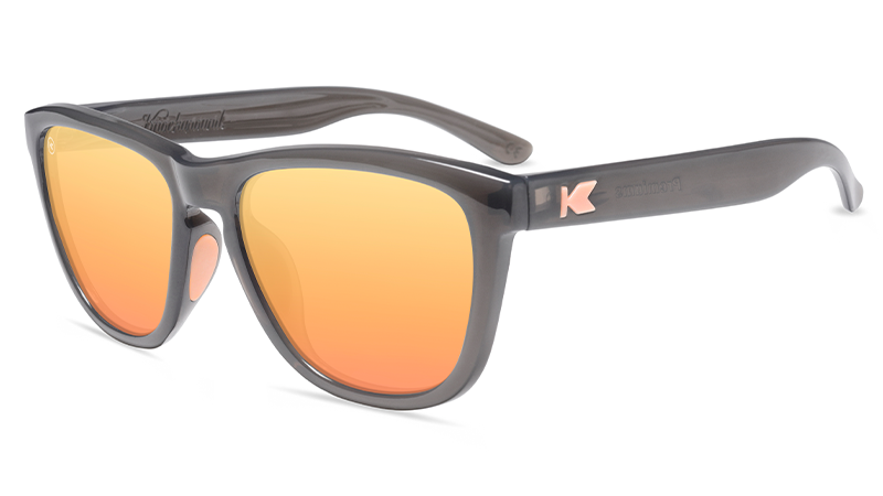 Sport Sunglasses with Jelly Grey Frames and Polarized Peach Lenses, Flyover