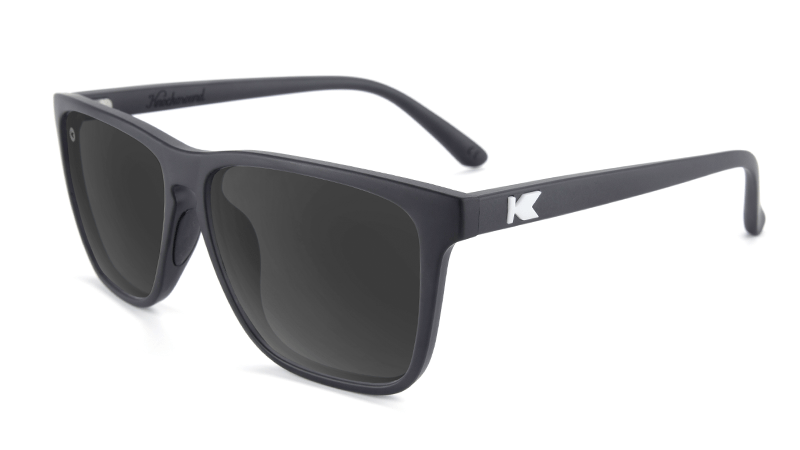 Sport Sunglasses with Matte Black Frame and Polarized Black Smoke Lenses, Flyover