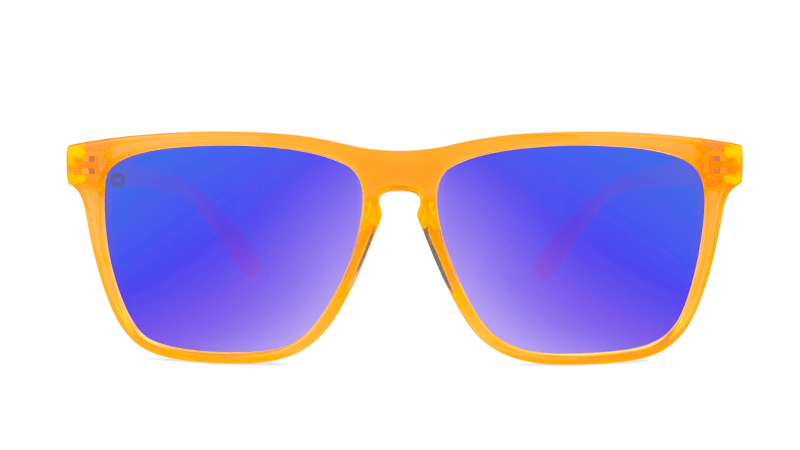 Sport Sunglasses with Neon Orange Frame and Polarized Blue Moonshine Lenses, Flyover
