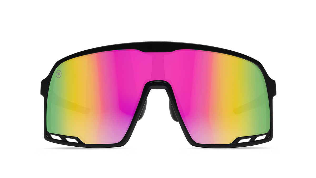 Sport Sunglasses with Matte Black Frames and Rainbow Lenses, Flyover