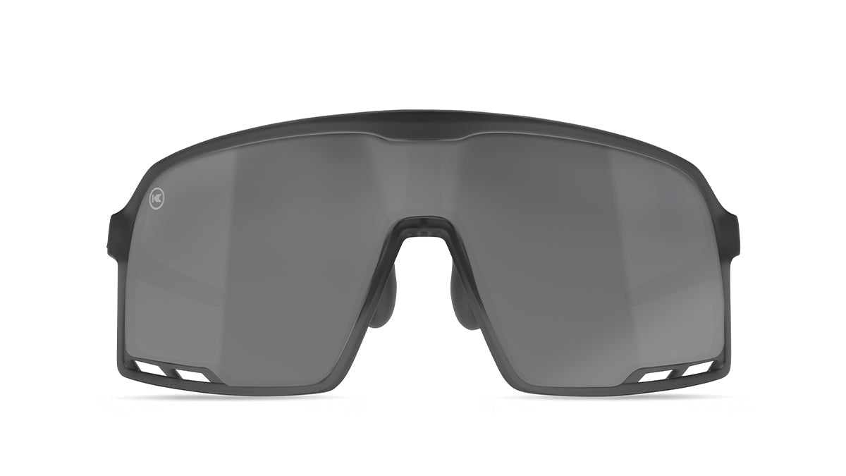 Sport Sunglasses with Frosted Grey Frames and Silver Smoke Lenses, Flyover