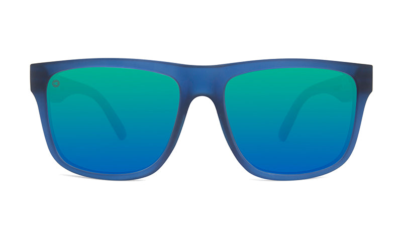 Sunglasses with Navy Frames and Polarized Green Lenses, Flyover