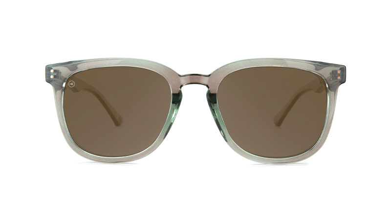 Sunglasses with Aged Sage Frame and Polarized Amber Lenses, Flyover