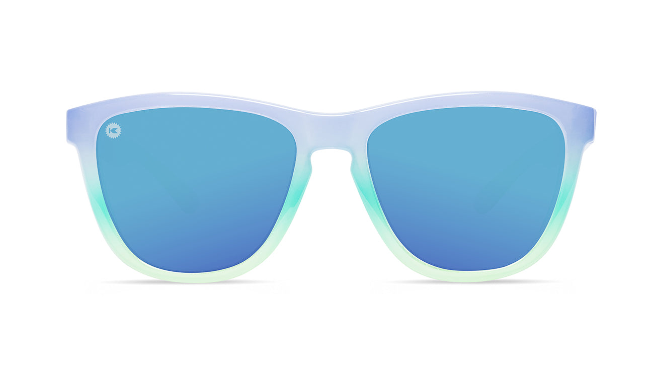 Sunglasses with Purple to Green Fade Frames and Polarized Aqua Lenses, Flyover
