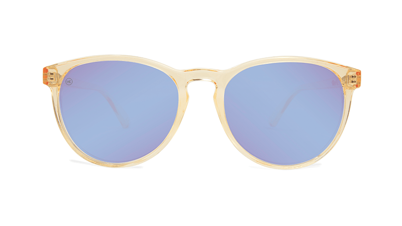 Sunglasses with Glossy Peach Frames and Polarized Snow Opal Lenses, Front