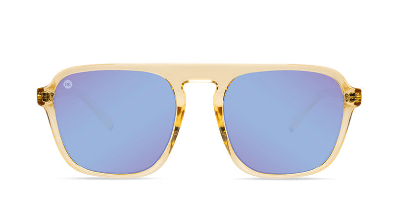 Sunglasses with Glossy Peach Frames and Polarized Snow Opal Lenses, Flyover