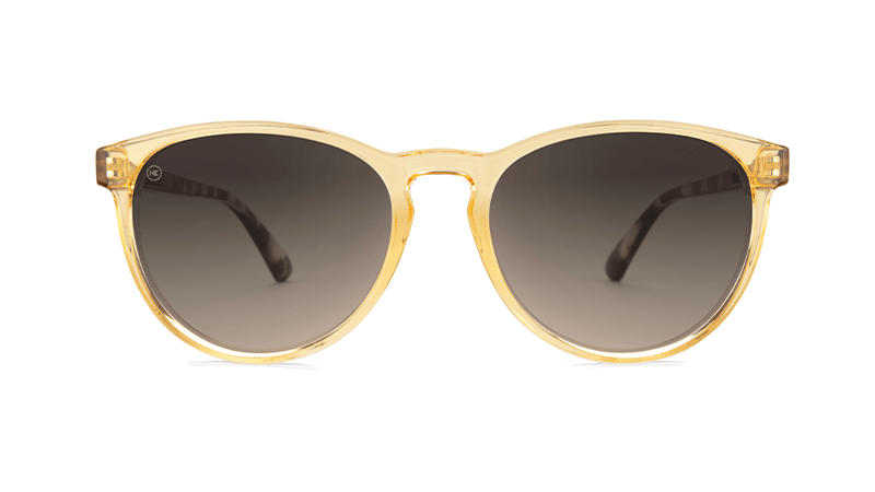 Sunglasses with Beverly Peach Frames and Amber Gradient Lenses, Flyover