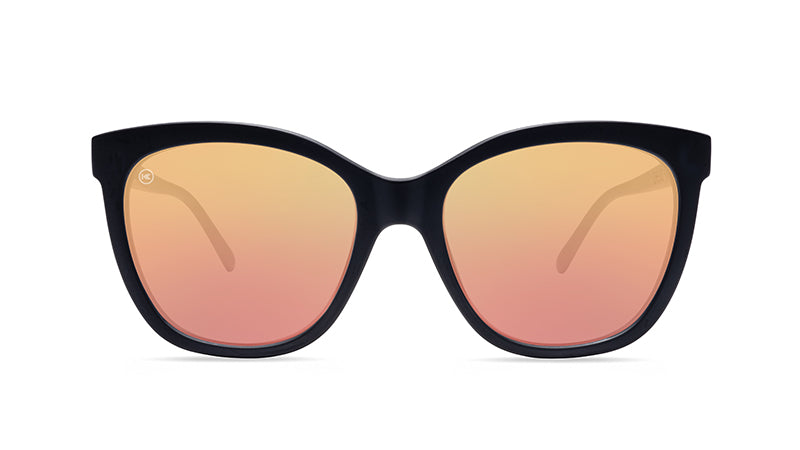 Sunglasses with Matte Black Frames and Polarized Rose Gold Lenses, Flyover