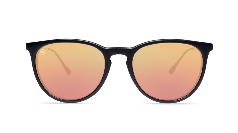 Sunglasses with Matte Black Frames and Polarized Rose Gold Lenses, Flyover