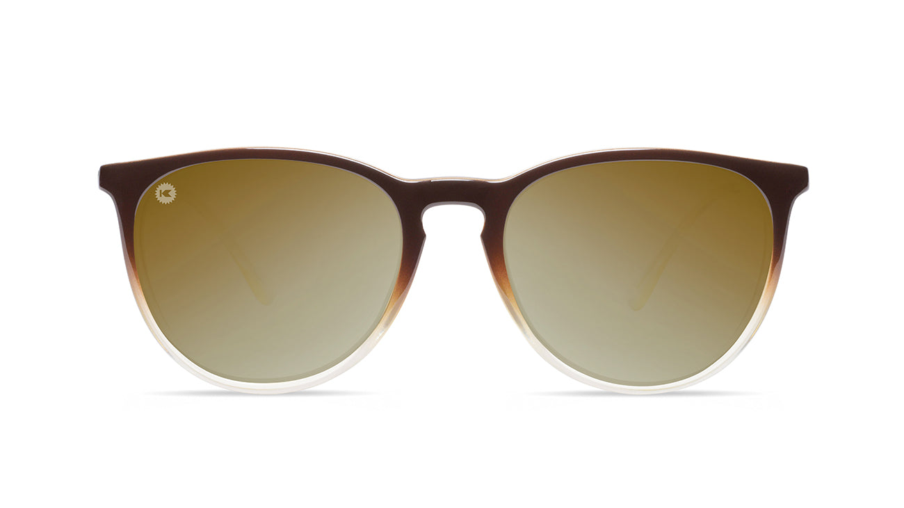 Sunglasses with Brown Frames and Polarized Gold Lenses, Flyover