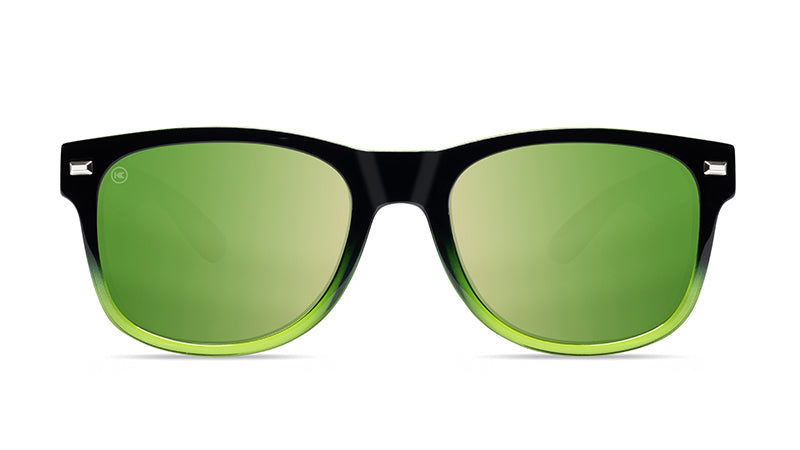 Sunglasses with Glossy Black Frames and Polarized Green Lenses, Flyover