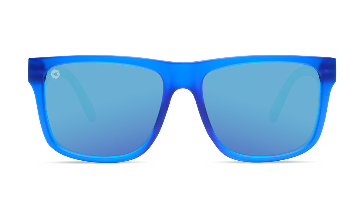 Sport Sunglasses with Blue Fronts and Mine Green Arms and Polarized Aqua Lenses, Flyover