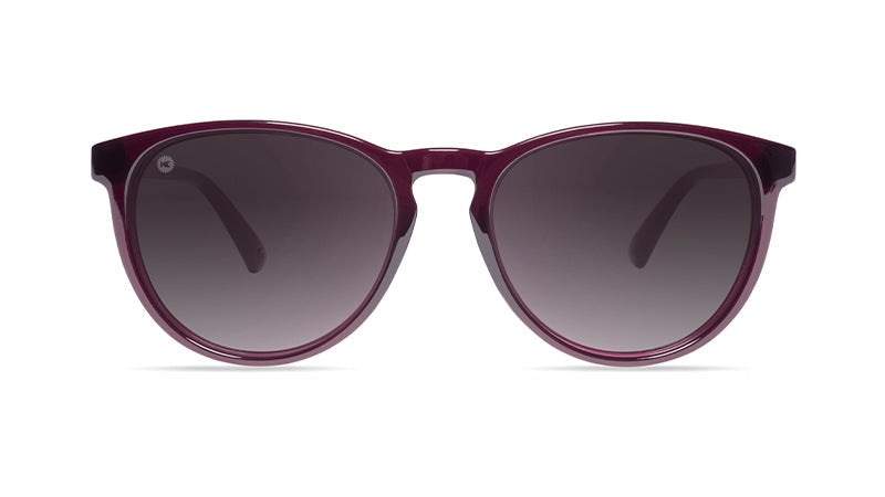 Sunglasses with Purple Frames and Polarized Smoke Gradient Lenses, Flyover