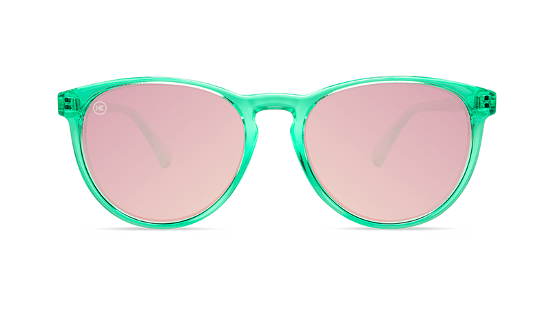 Sunglasses with Glossy Green Frames and Polarized Pink Lenses, Flyover