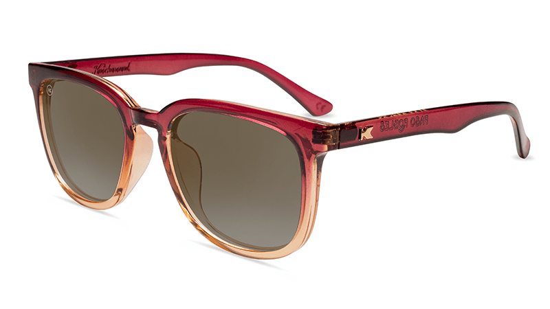 Sunglasses with Raspberry and Creme Beige Frames with Polarized Amber Lenses, Flyover