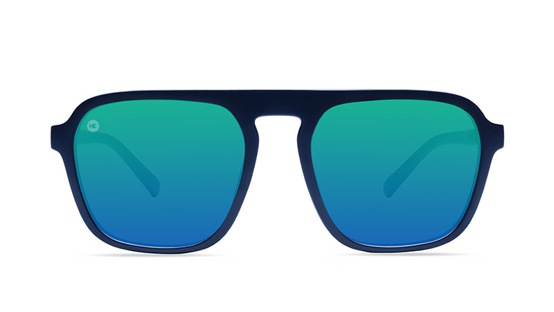 Sunglasses with Blue Frames and Polarized Green Lenses, Flyover