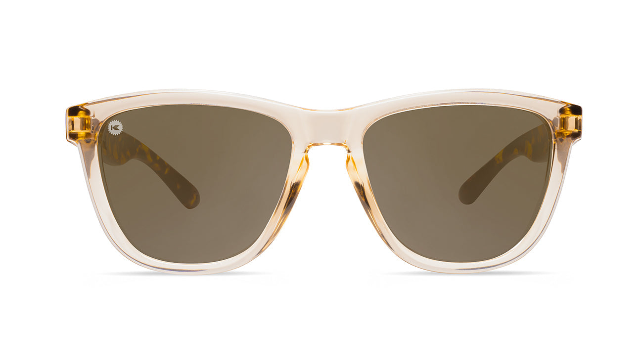 Sunglasses with Tortoise Shell Arms and Orange Fronts With Polarized Amber Lenses, Flyover