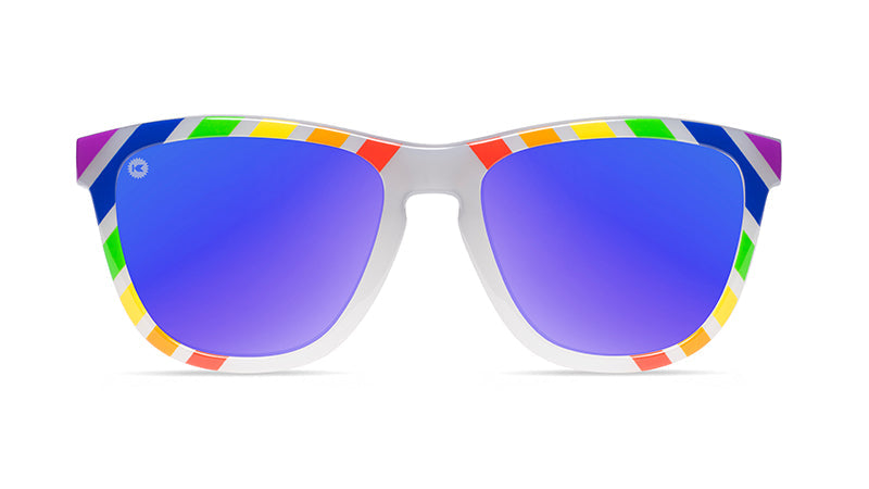 Sunglasses with Pride Flag and Polarized Blue Moonshine Lenses, Flyover