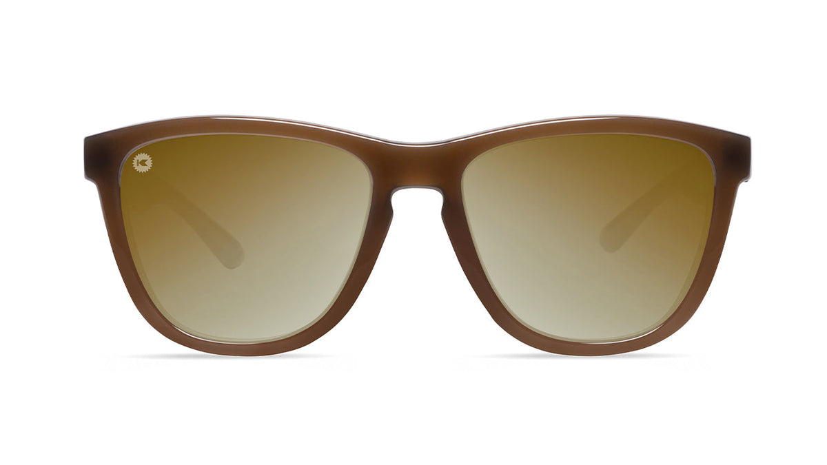 Sunglasses with Glossy Brown Frames and Polarized Gold Lenses, Front