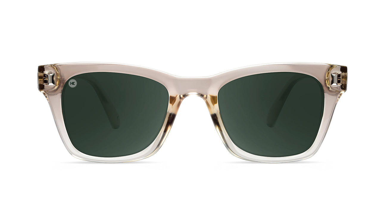 Sunglasses with San Dune Frames and Polarized Green Lenses, Flyover