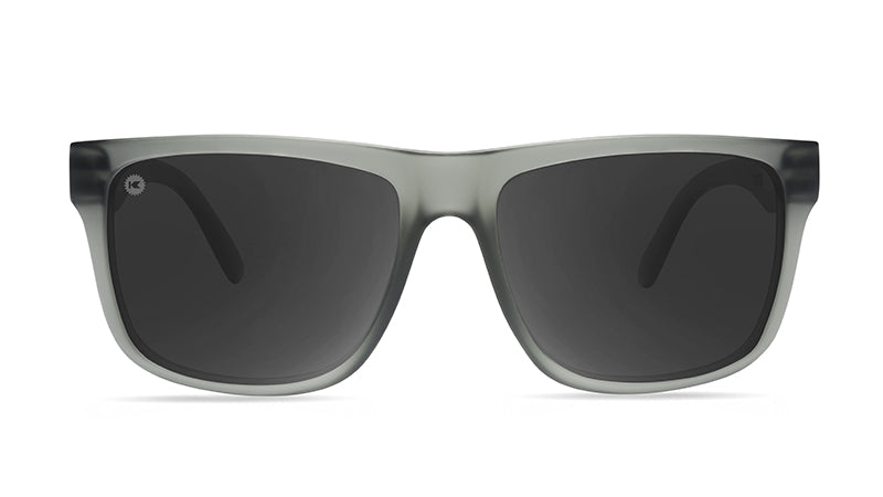 Sunglasses with Frosted Grey Frames and Polarized Black Smoke Lenses, Flyover