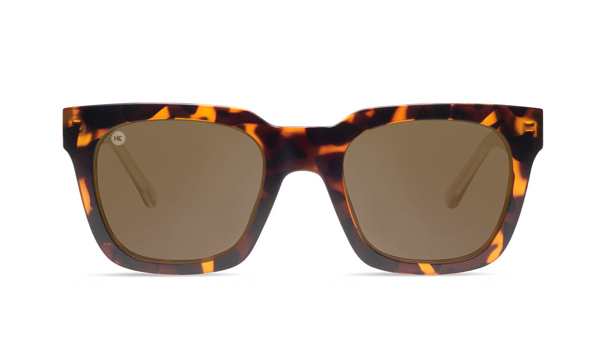 Sunglasses with Tortoise Shell Fronts and Clear Amber Arms with Polarized Amber Lenses, Flyover